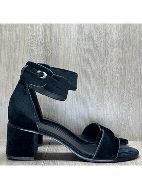 Bernardo Blythe Sandals Womens 10M Ankle Strap Chunky Heel Velvety suede Black